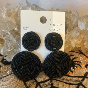 A New Day Black Circular Beaded Earrings